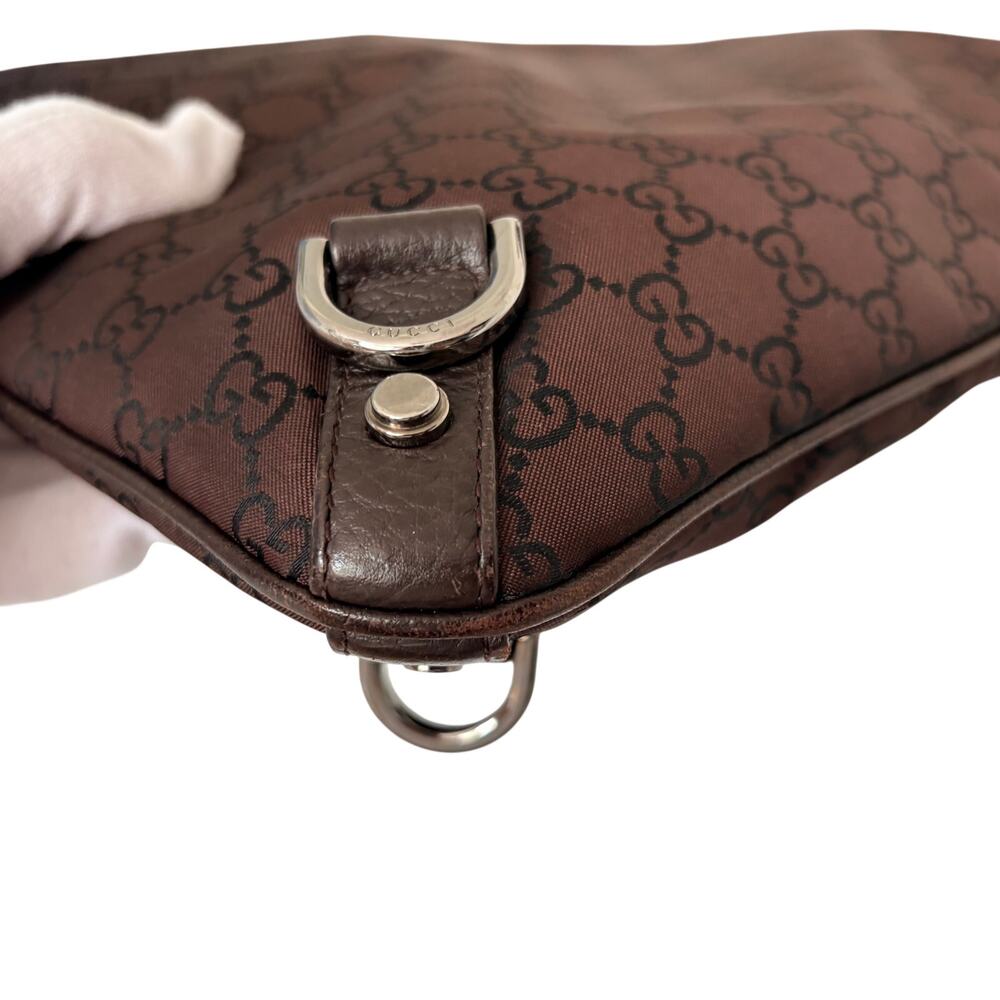Vintage Gucci Abbey D-Ring Crossbody Hand Shoulder Bag Brown Silver Authentic - Picture 11 of 15